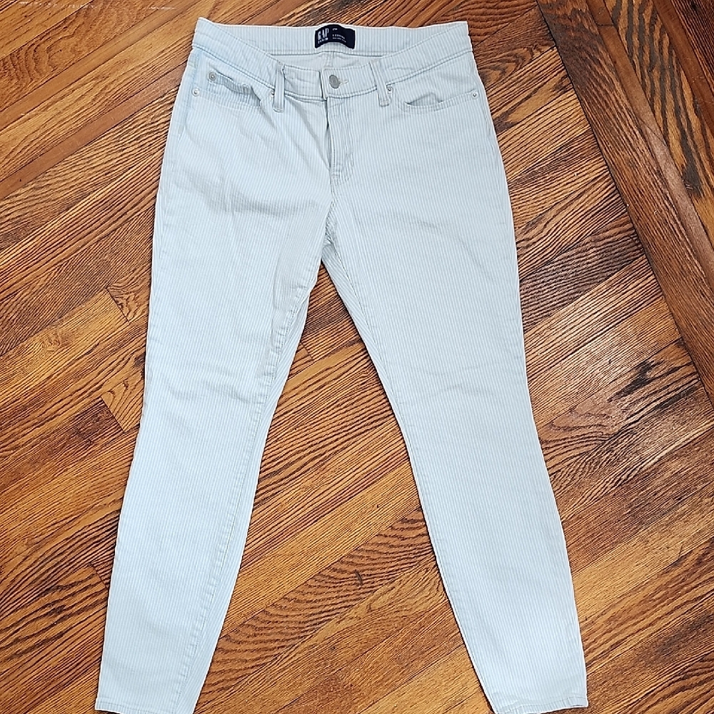 GAP Women's Light Blue/White Striped Stretch Jeans Size 25